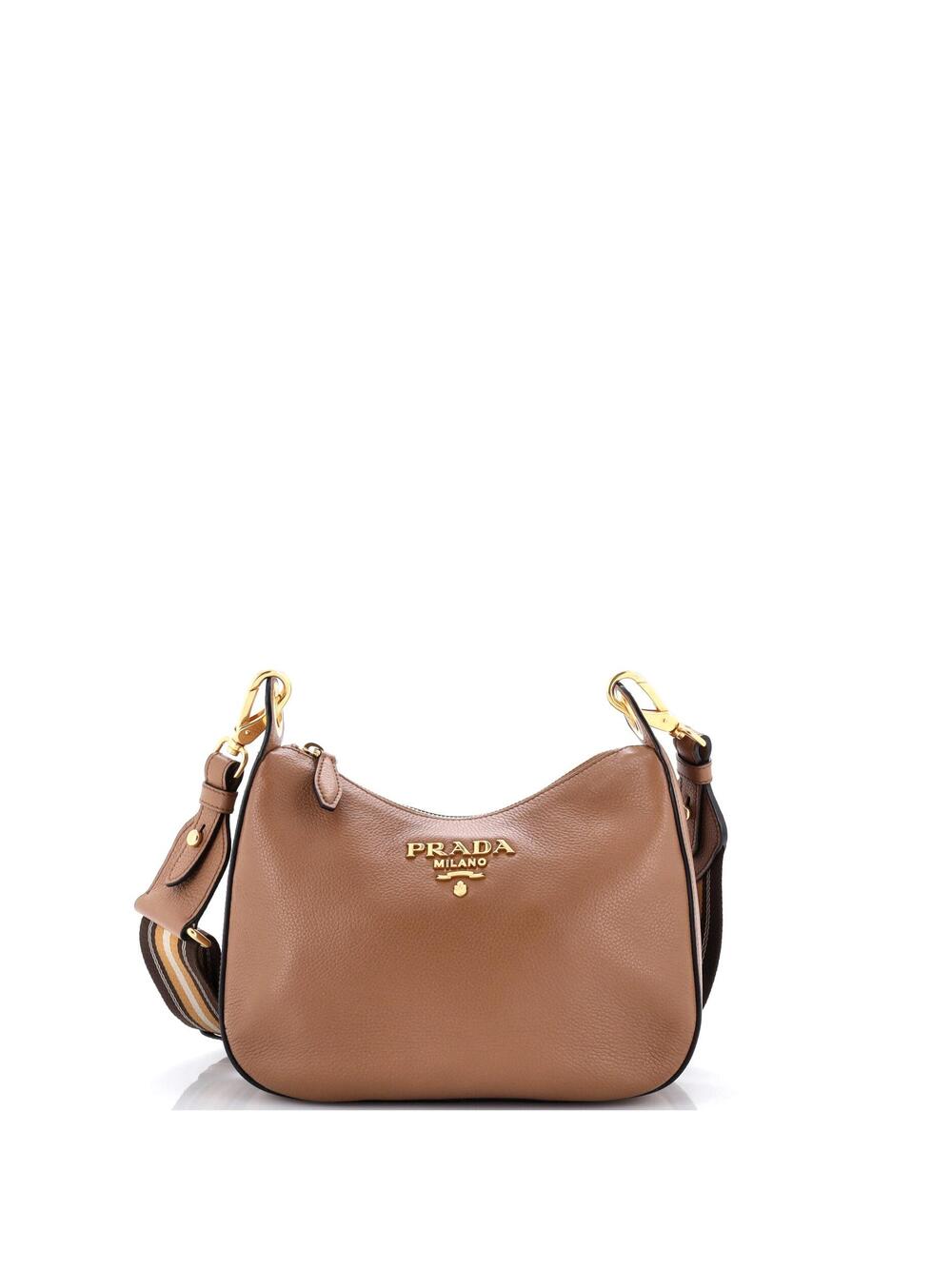 Prada Striped Strap Zip Hobo Vitello #365314P16B